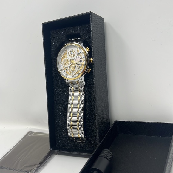 Mens watch gold silver two tone Christmas gift sale - Picture 3 of 4